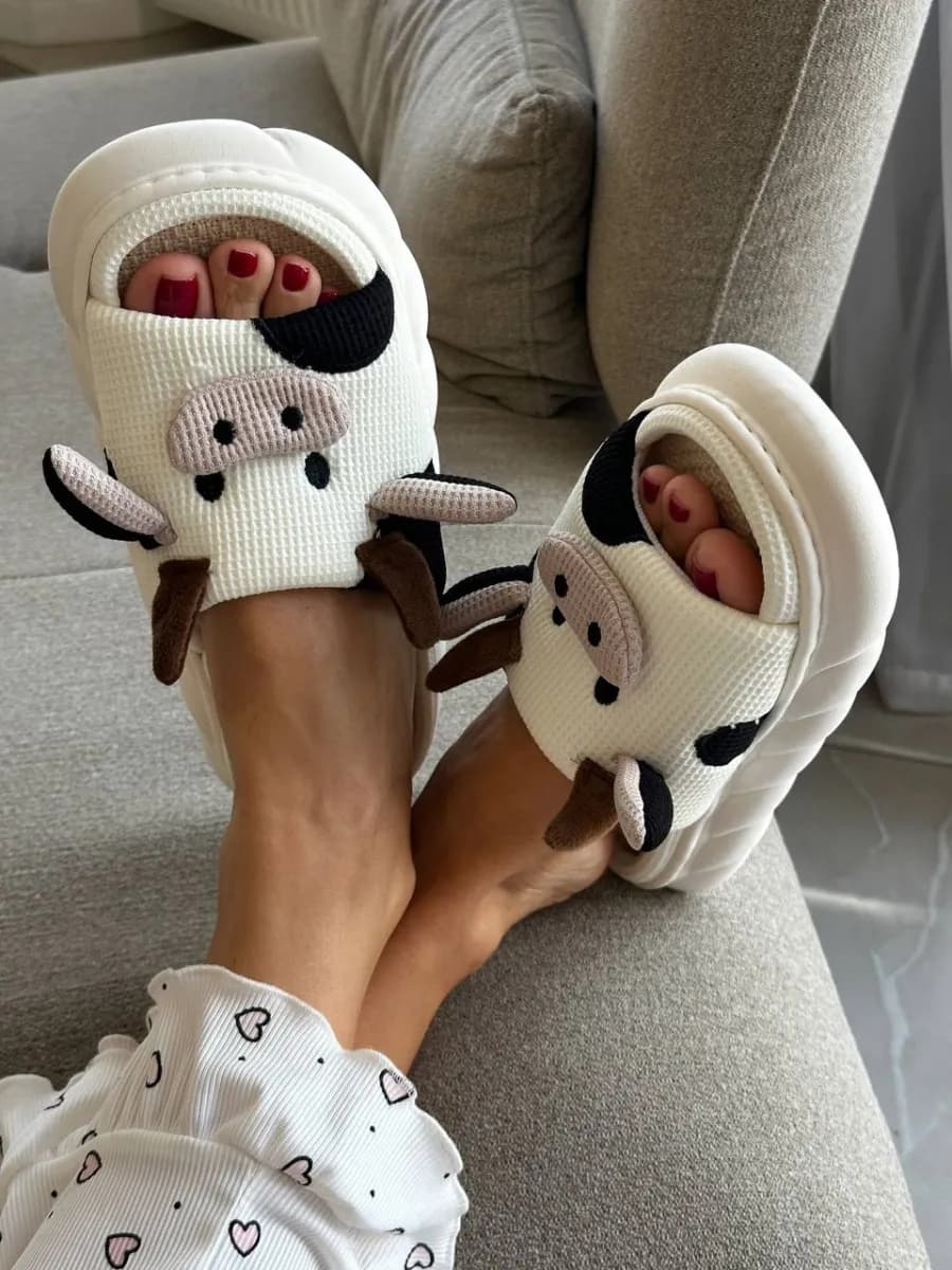 Тапочки домашние открытые коровы