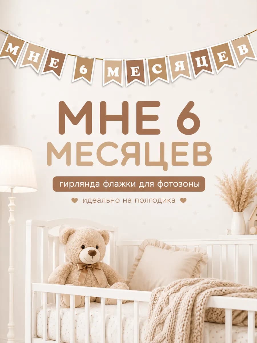 Гирлянда флажки Мне 6 месяцев полгодика