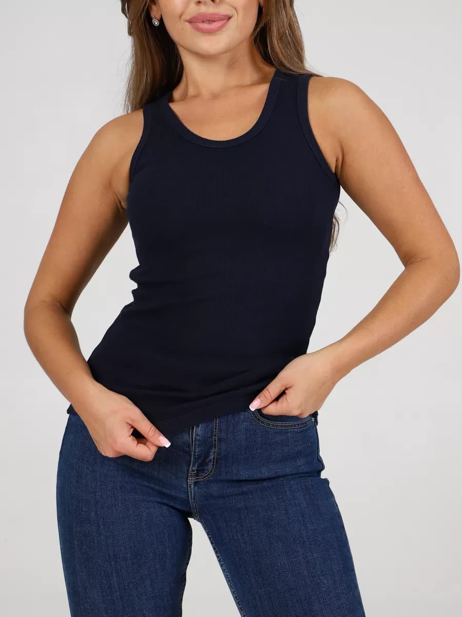 Майка базовая спортивная для фитнеса под пиджак в рубчик