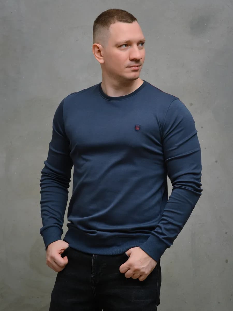 Лонгслив с длинным рукавом однотонный хлопок