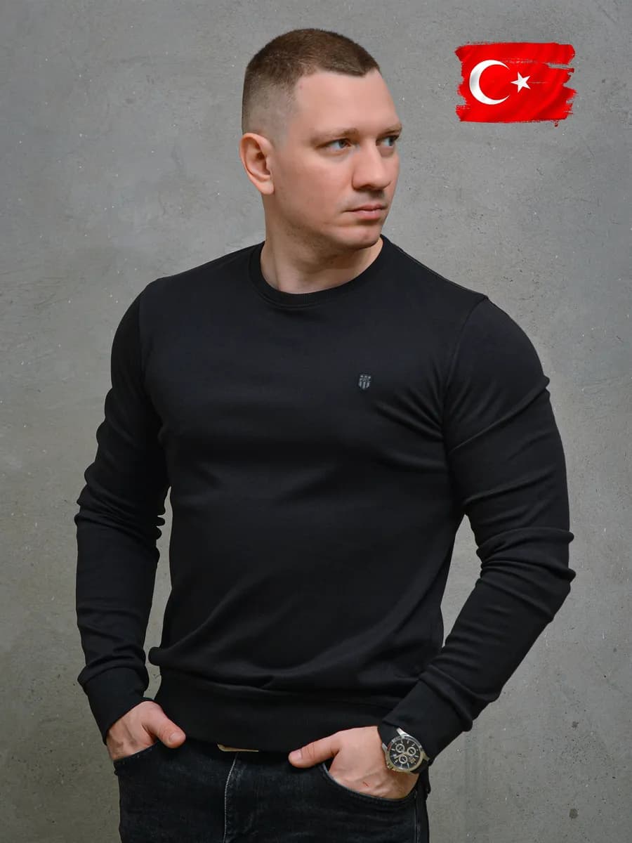 Лонгслив с длинным рукавом однотонный хлопок