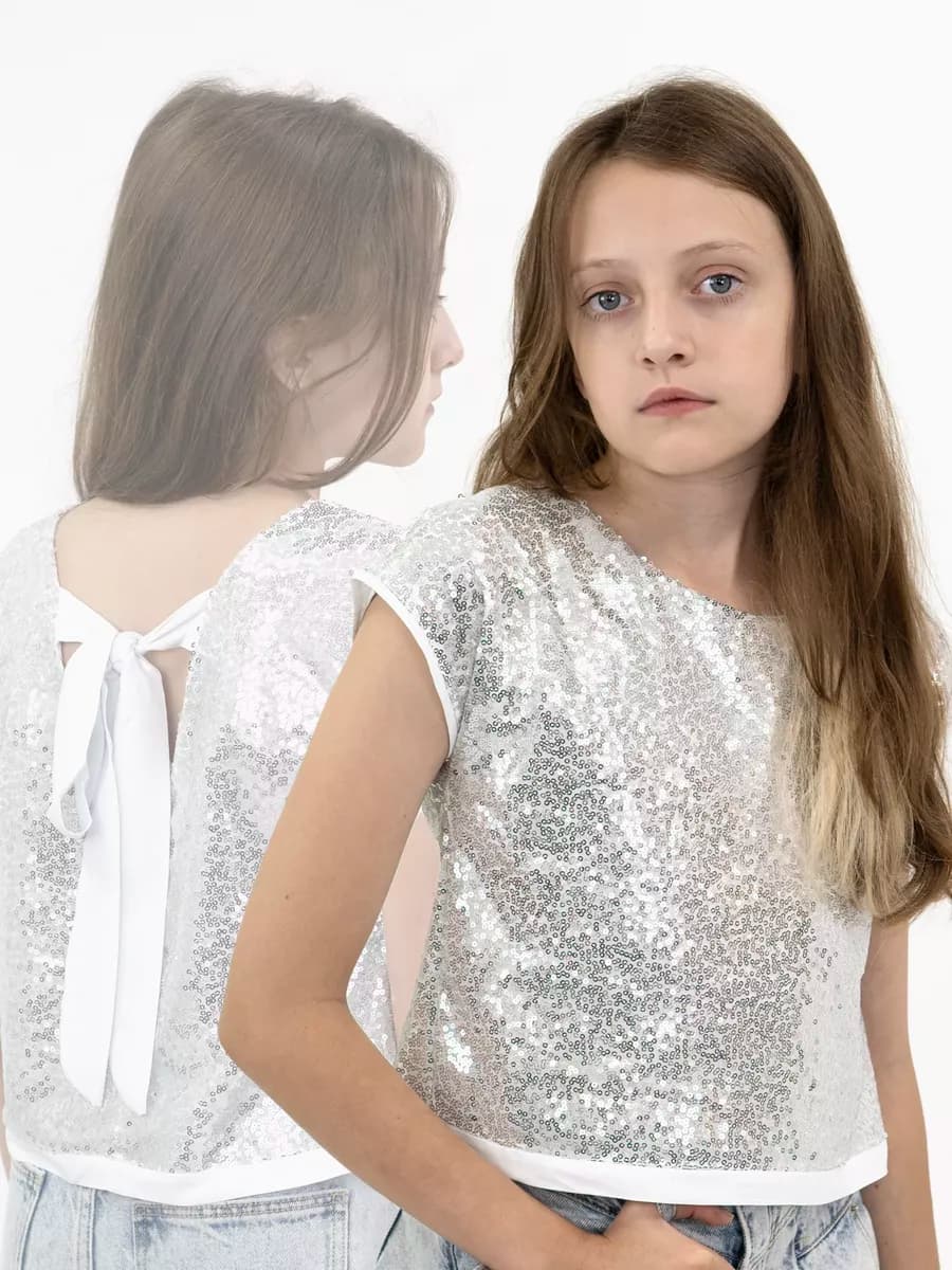 Блузка топ с пайетками для девочки