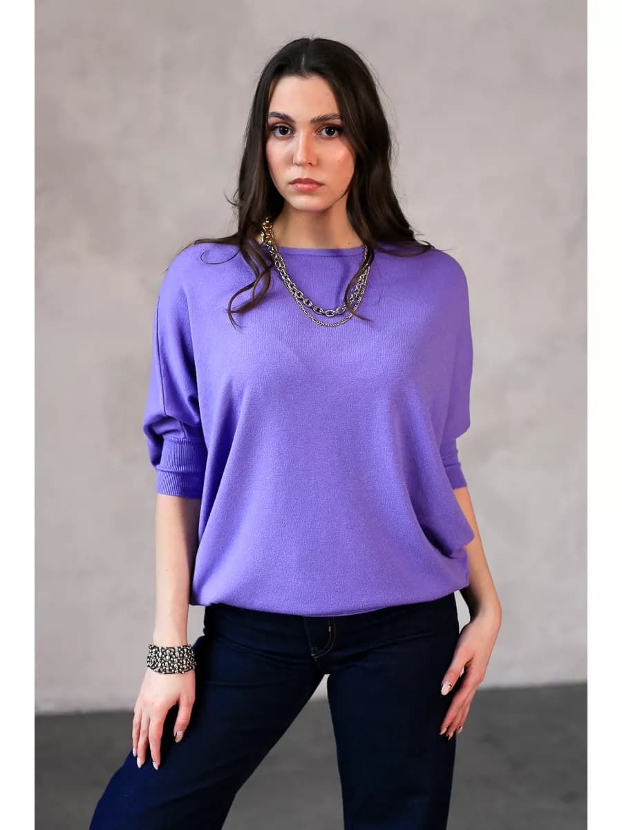 Джемпер женский вязаный свитер свободный летучая мышь кофта