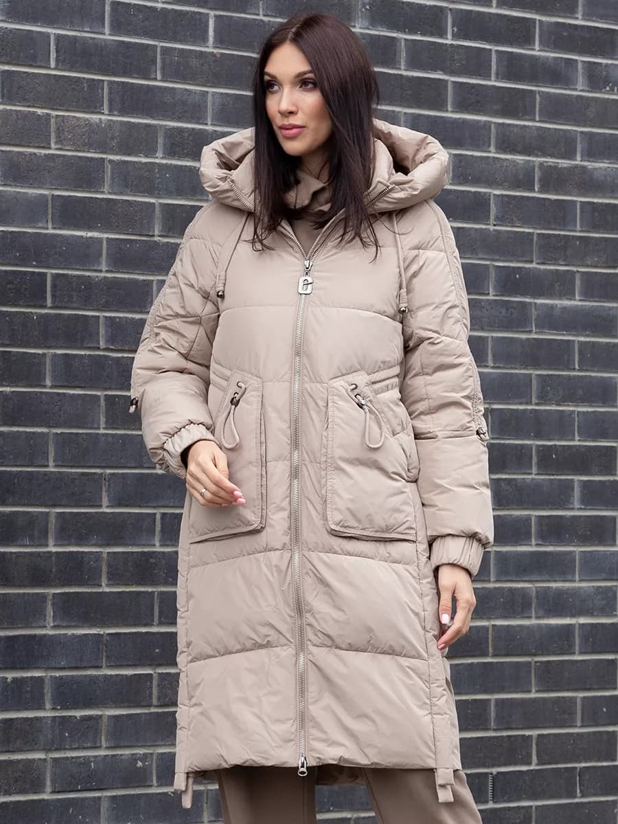 Пуховик зимний длинный оверсайз с капюшоном