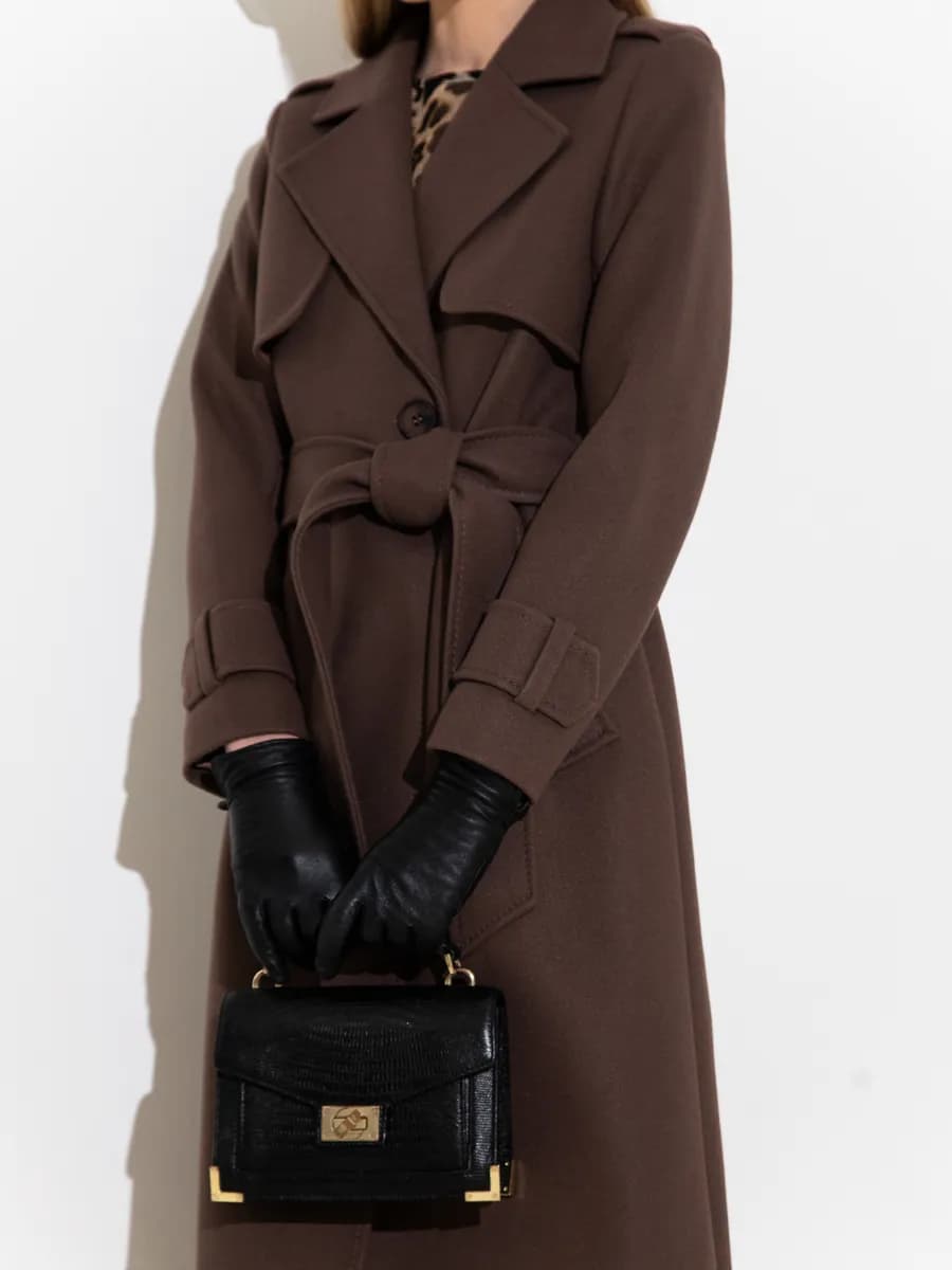 Пальто коричневое длинное демисезонное