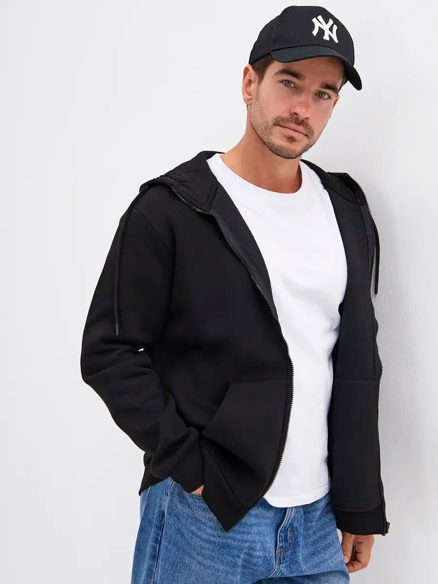 Толстовка на молнии с начесом и капюшоном