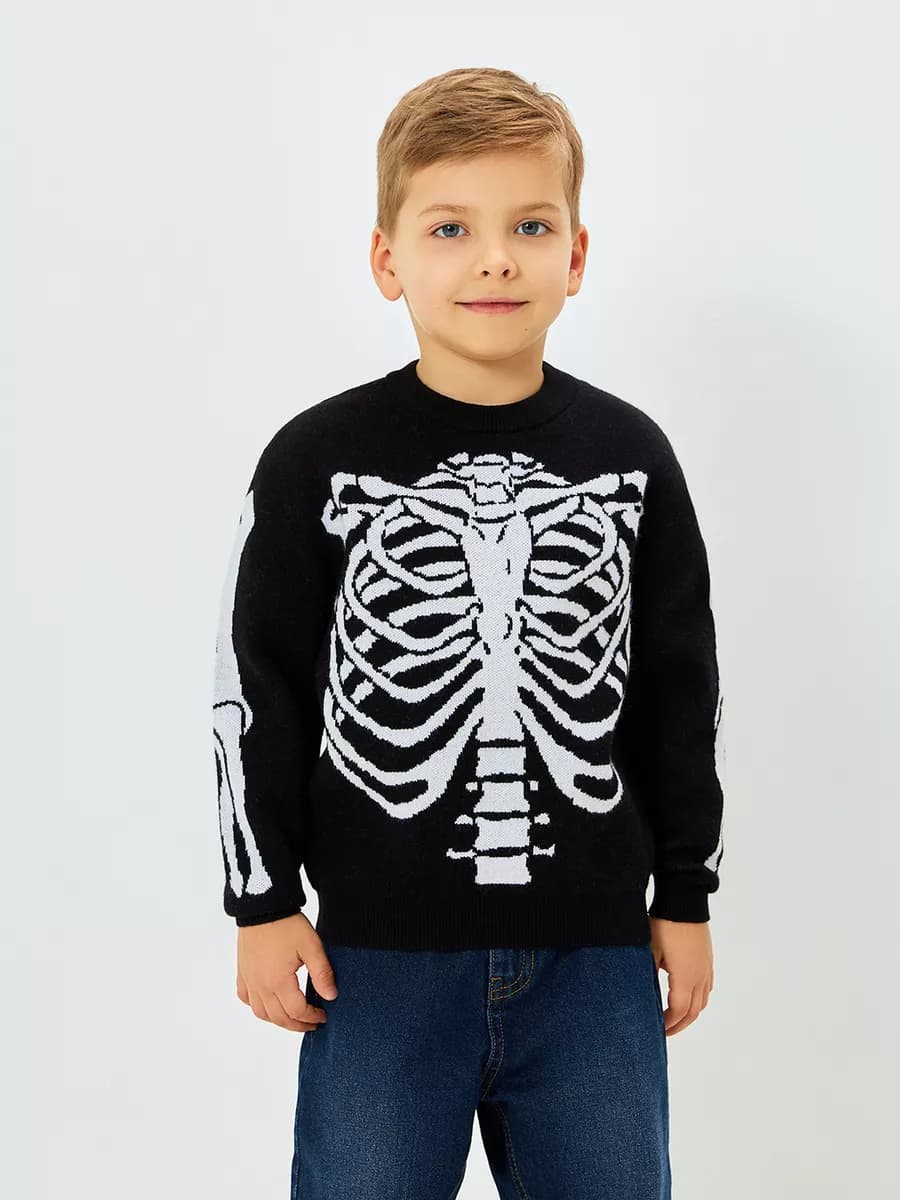 Джемпер вязаный осенний со скелетом