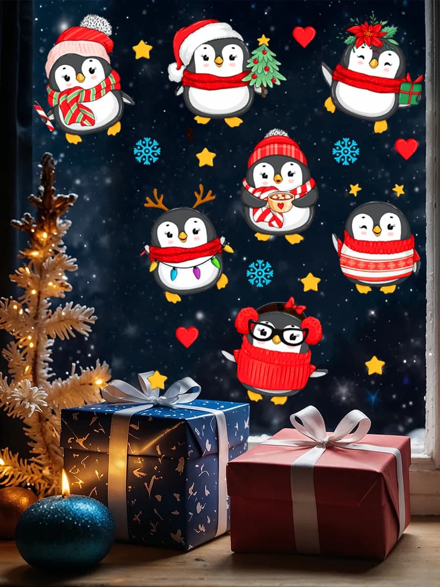 Наклейки новогодние на окна двусторонние 2026