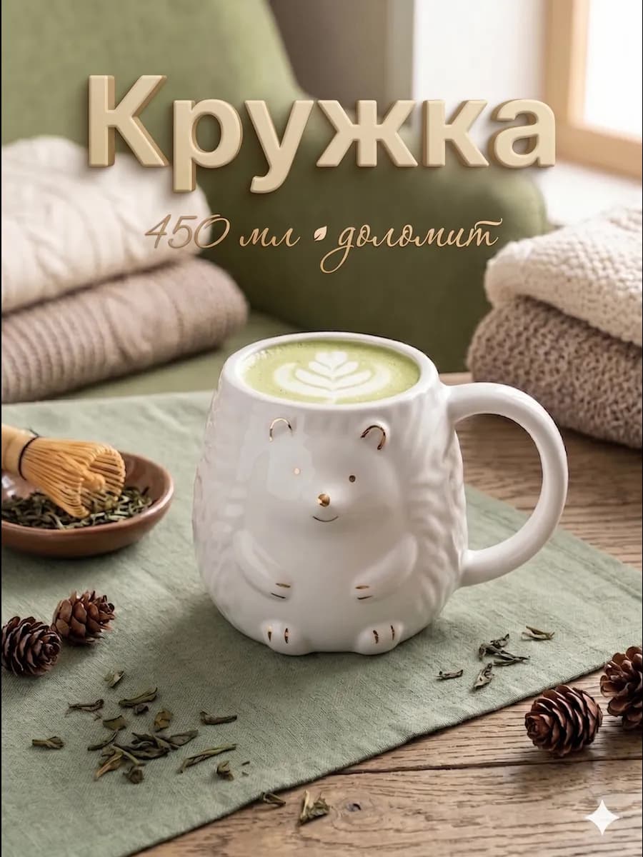 Кружка для чая и кофе «Ежик» 450 мл подарочная