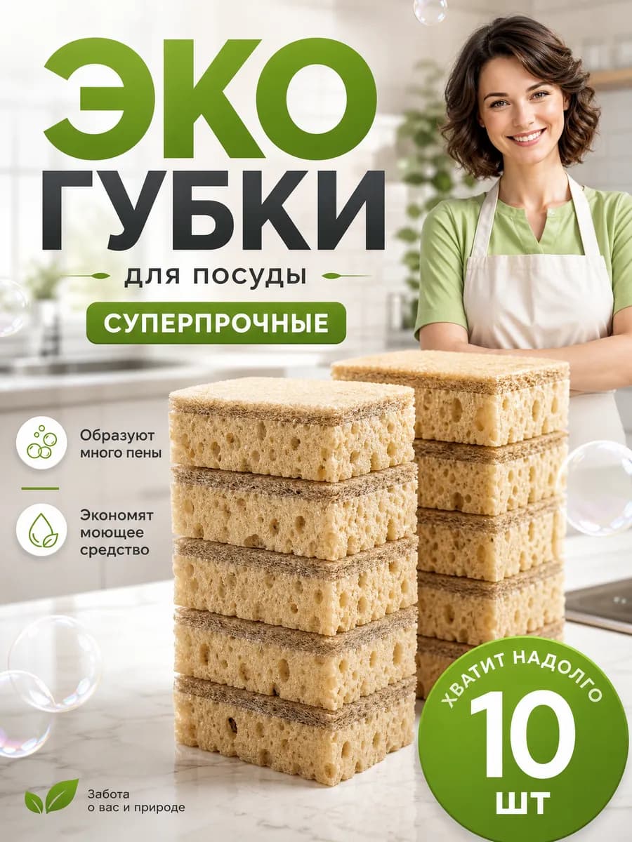 Губки для мытья посуды бежевые