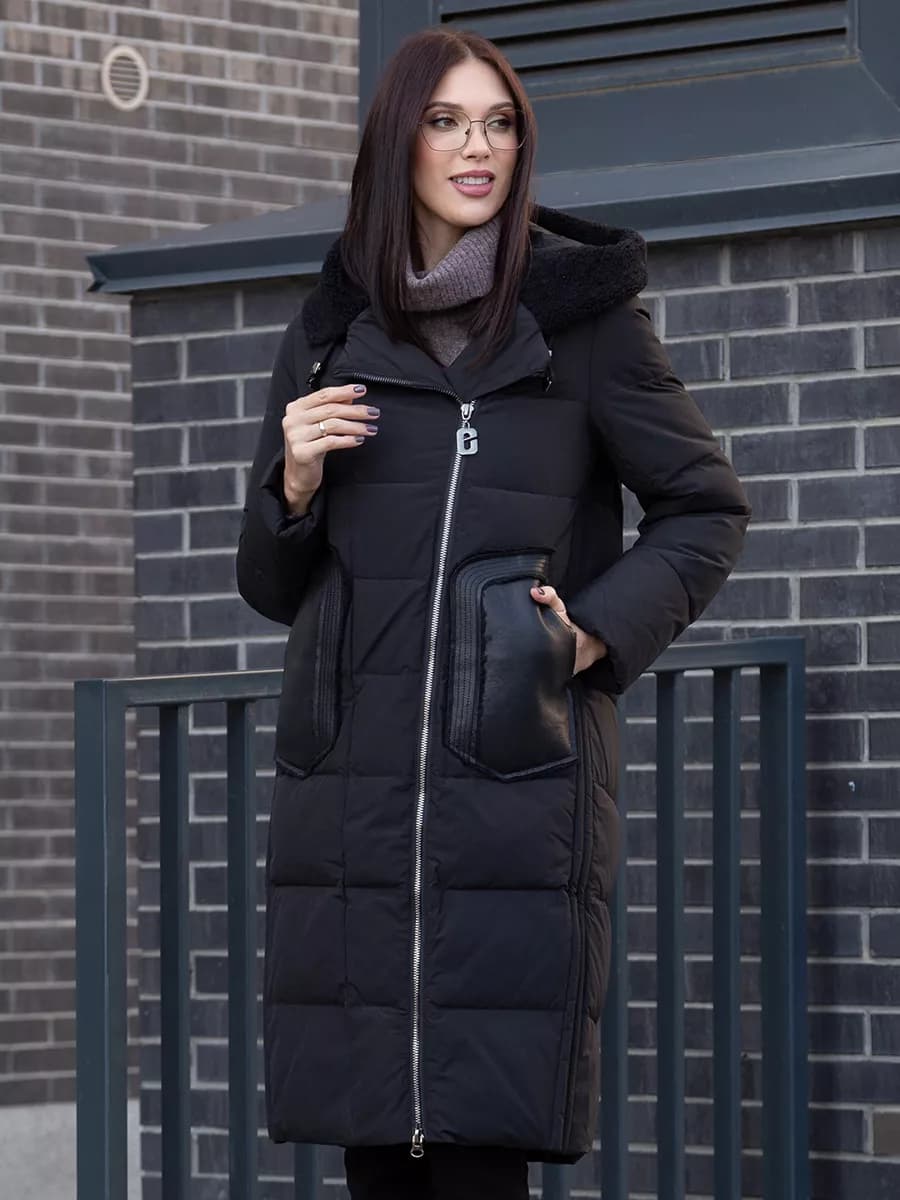 Пуховик зимний длинный пальто с мехом - фото 1