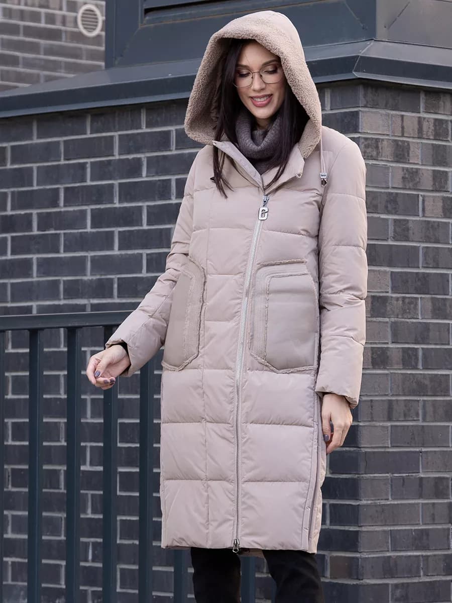 Пуховик зимний длинный пальто с мехом