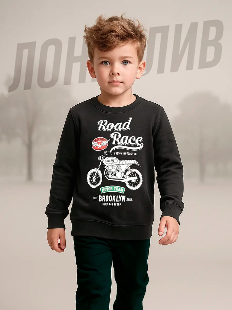 Лонгслив с принтом детский хлопок