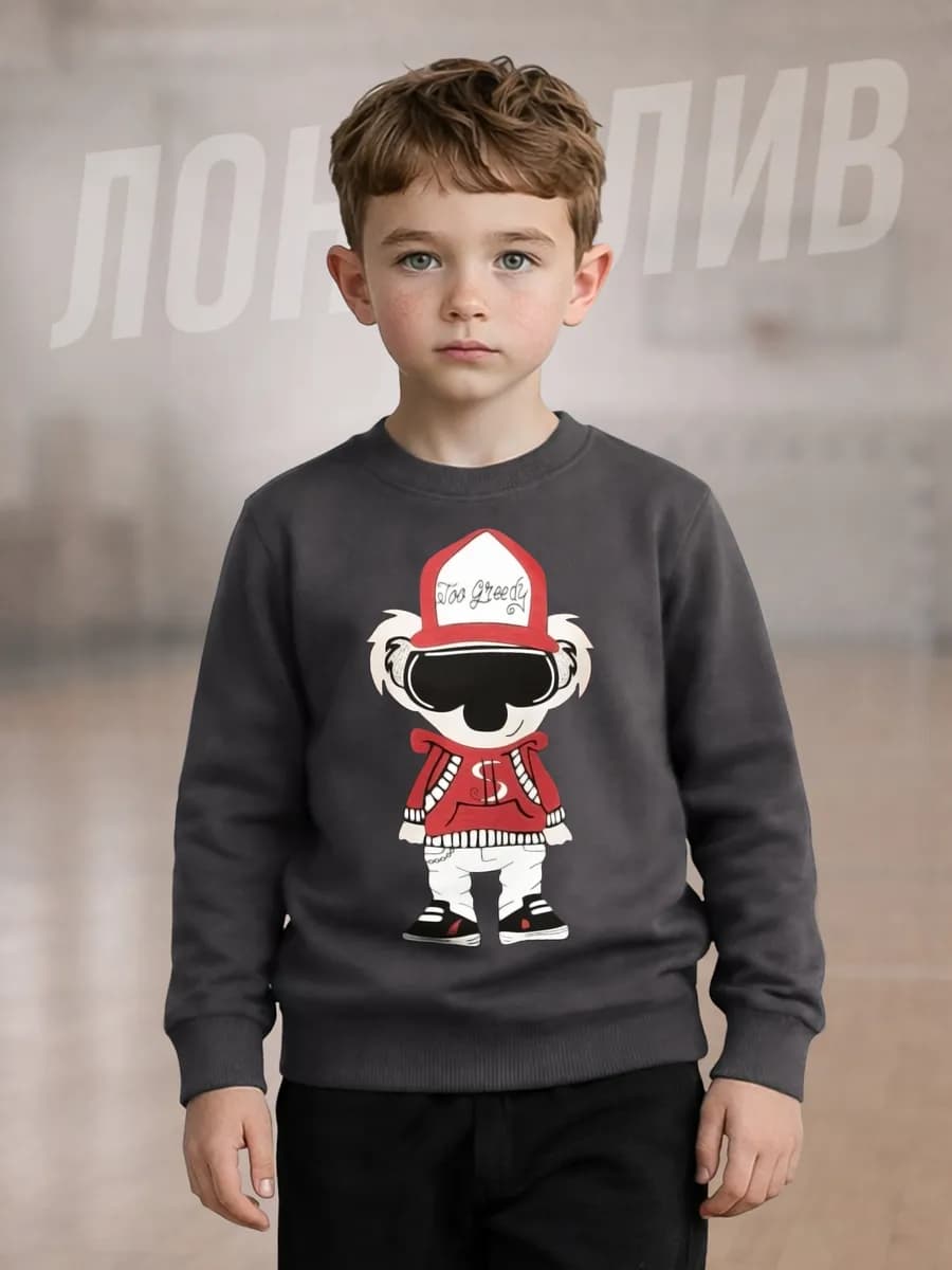 Лонгслив с принтом детский хлопок