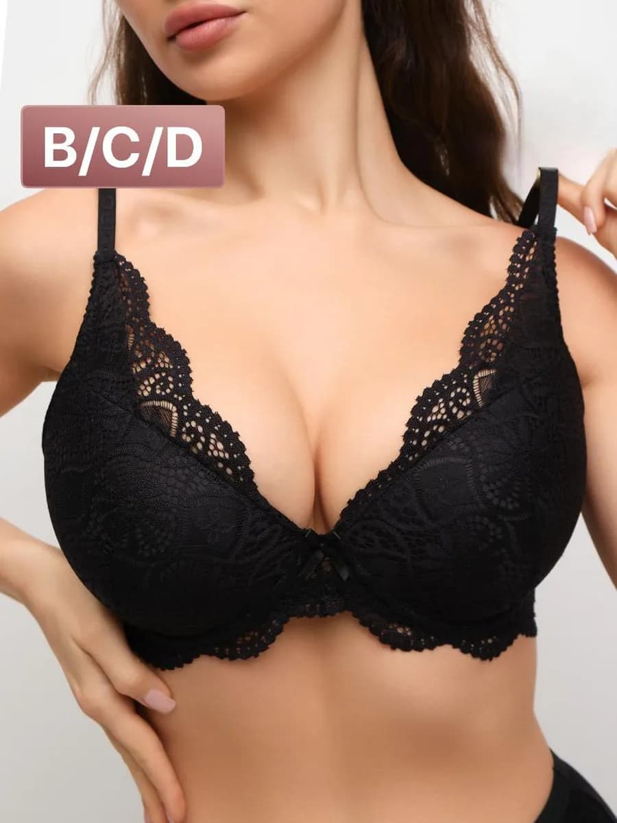 Бюстгальтер пушап кружевной большие размеры