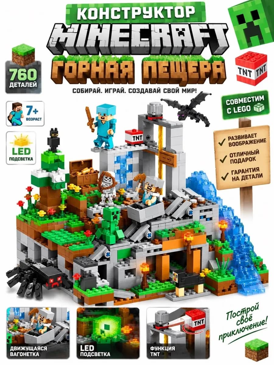 Конструктор для мальчиков Minecraft Горная пещера