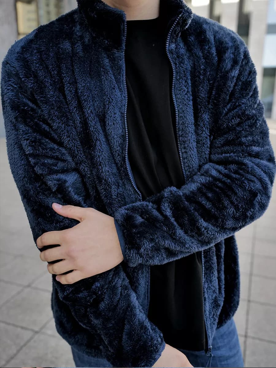 Толстовка плюшевая зипка кофта синяя флиска овер