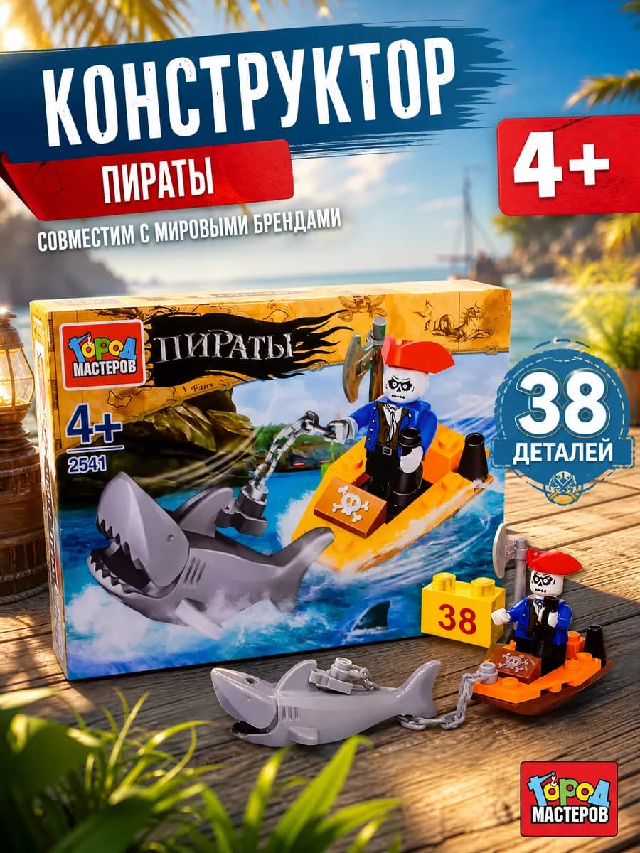 Конструктор для мальчиков детский пиратский корабль