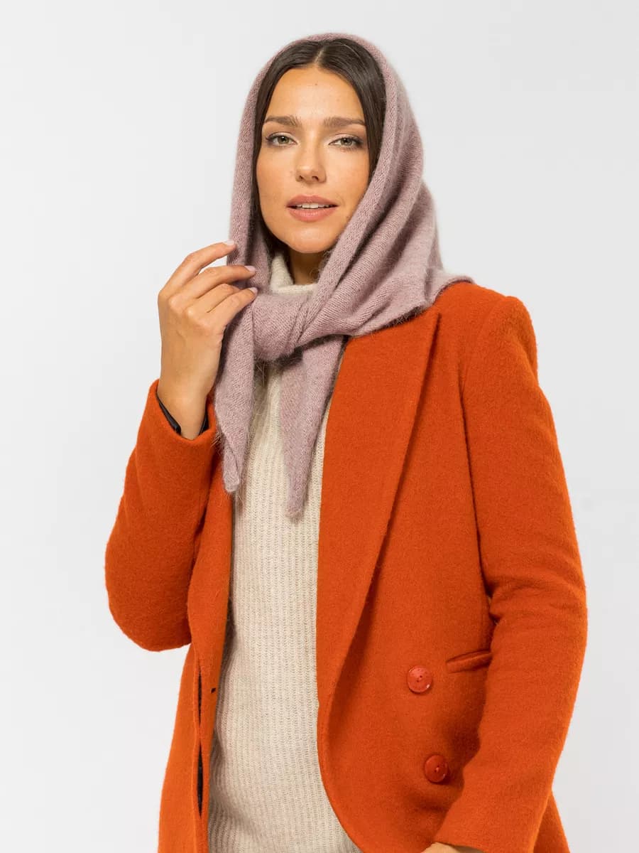 Платок на голову косынка вязаная из ангоры палантин