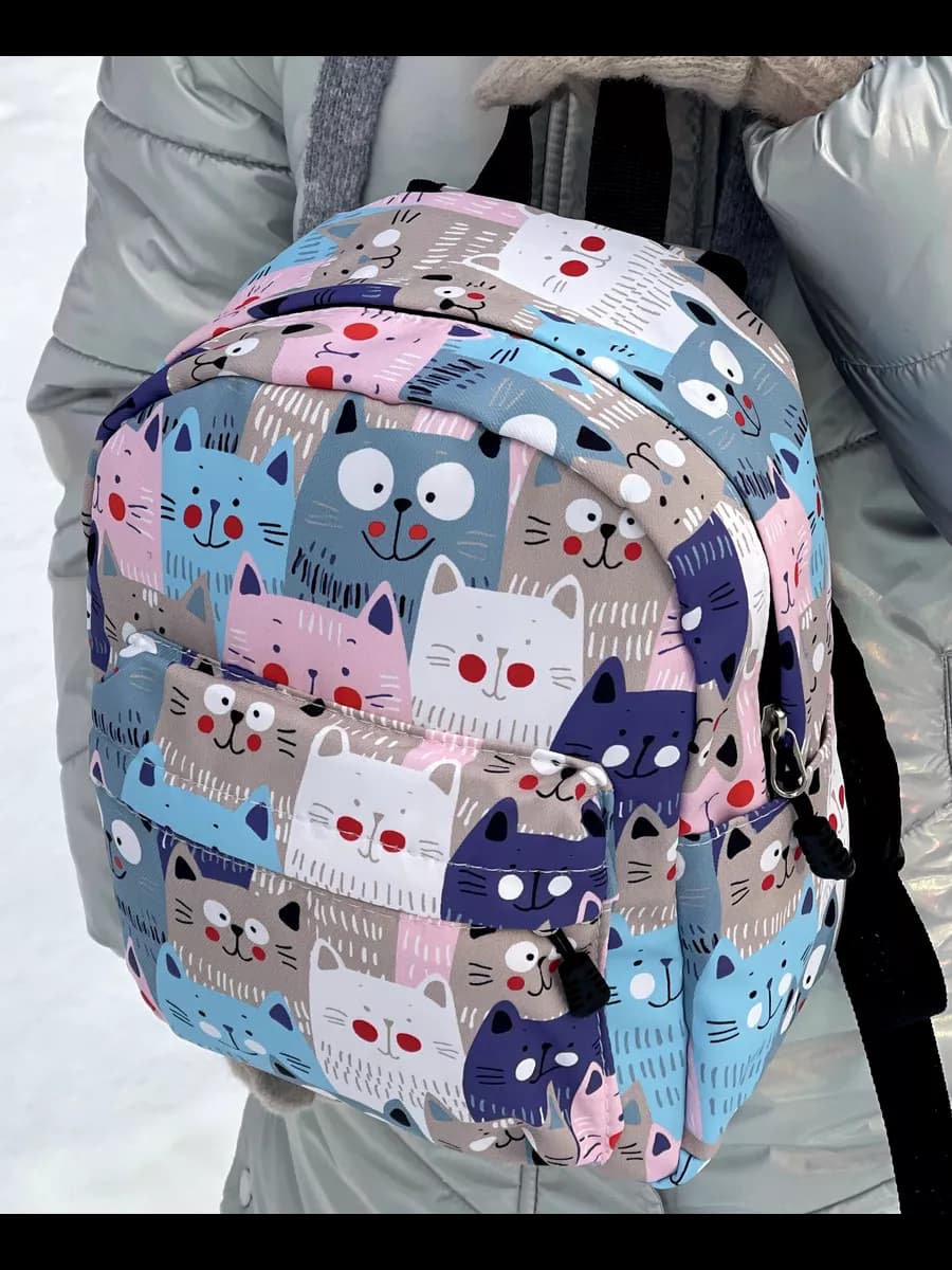 Стильный рюкзак с котятами уличный в сад дошкольнику