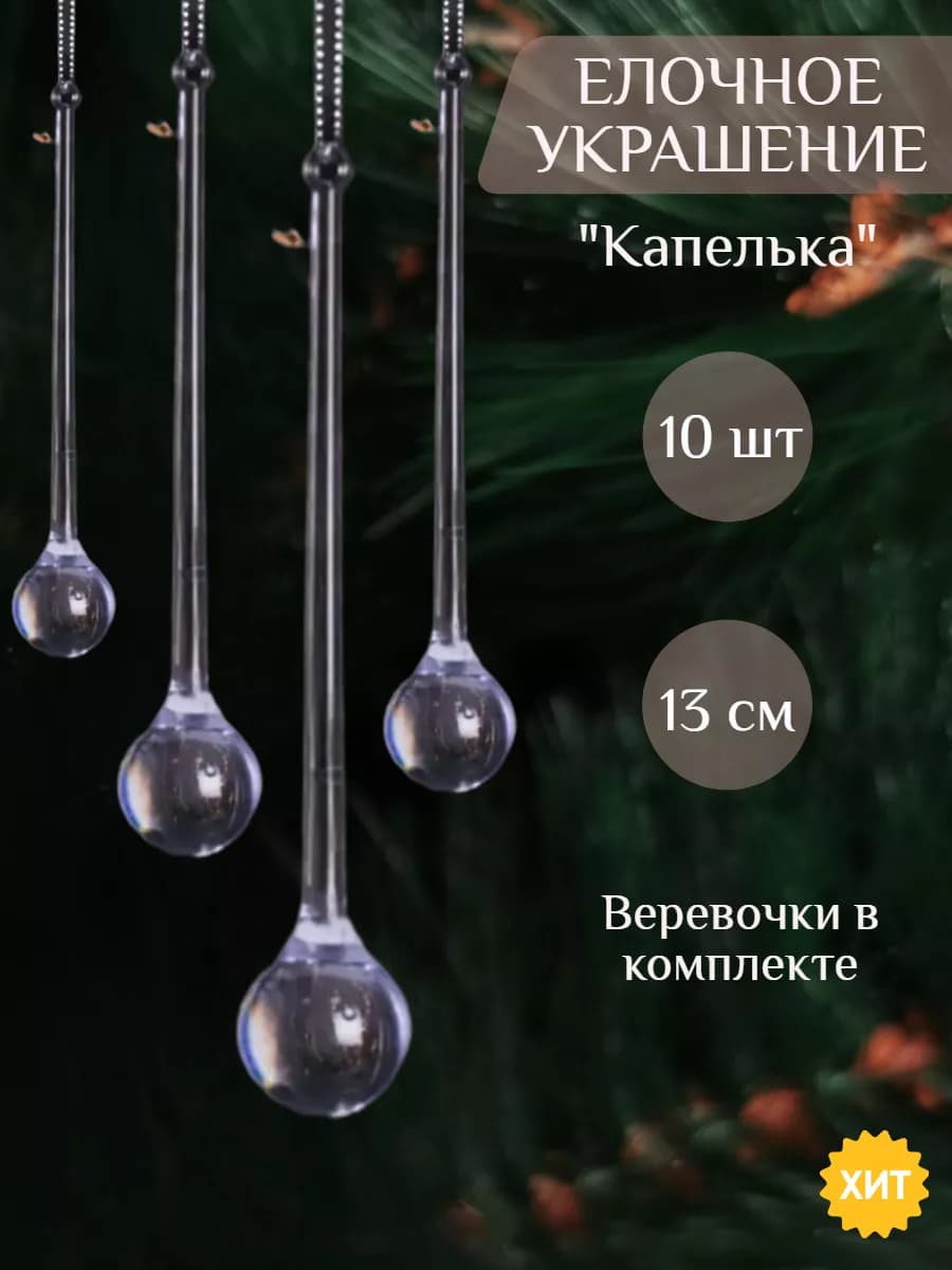 Елочное украшение капля новогодний декор