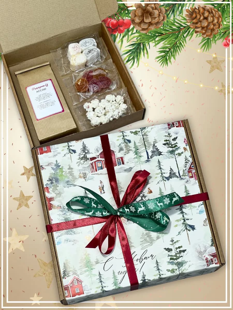 Подарочный набор на Новый год бокс бабушке маме