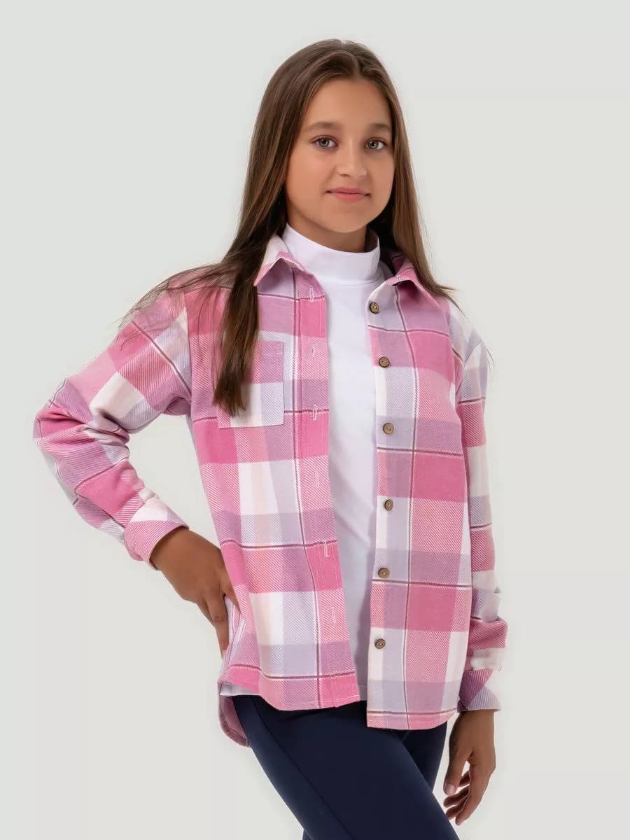 Рубашка в клетку модная детская oversize