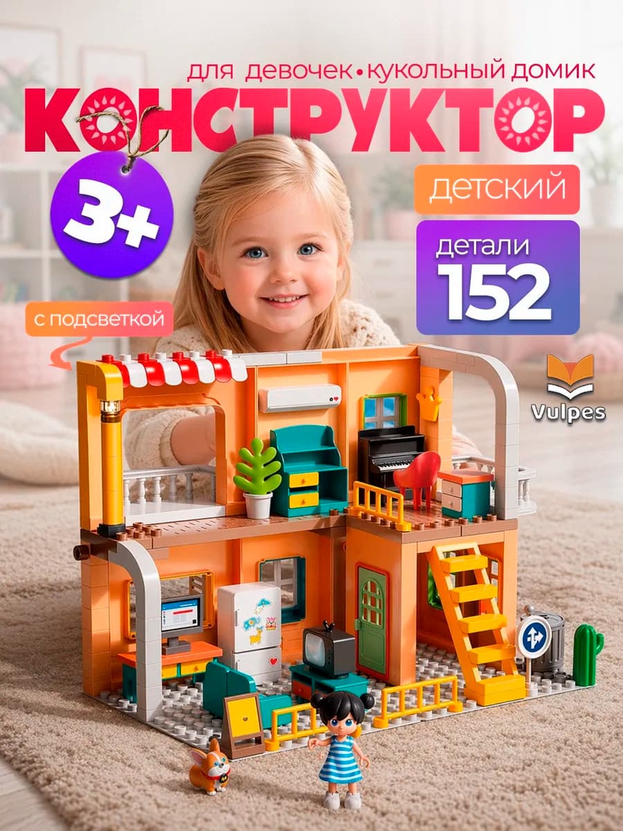 Конструктор Кукольный дом большой с подсветкой