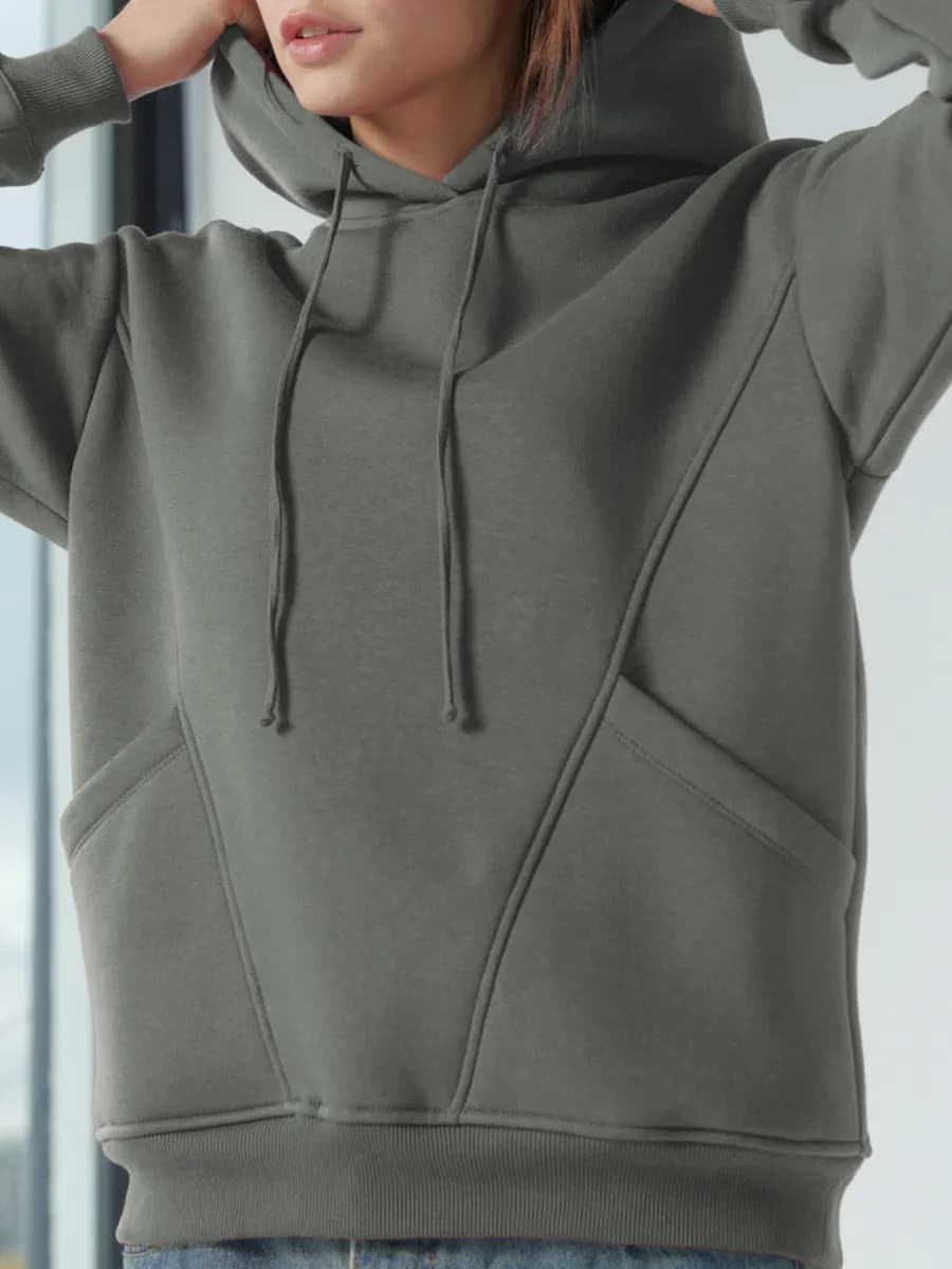 Худи с начесом хлопок зимнее базовое с капюшоном