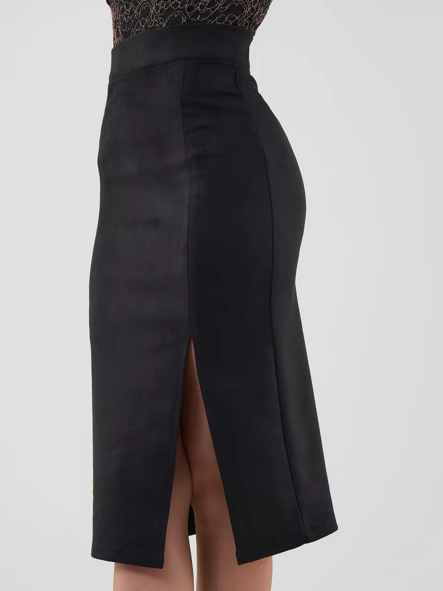 Юбка карандаш прямая замшевая с разрезом 70 см