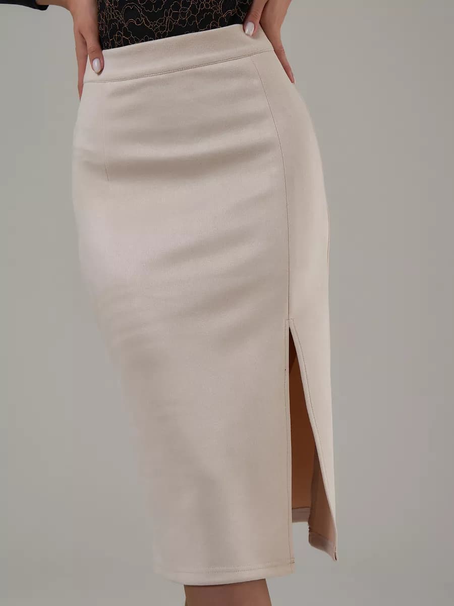 Юбка карандаш прямая замшевая с разрезом 70 см - фото 1