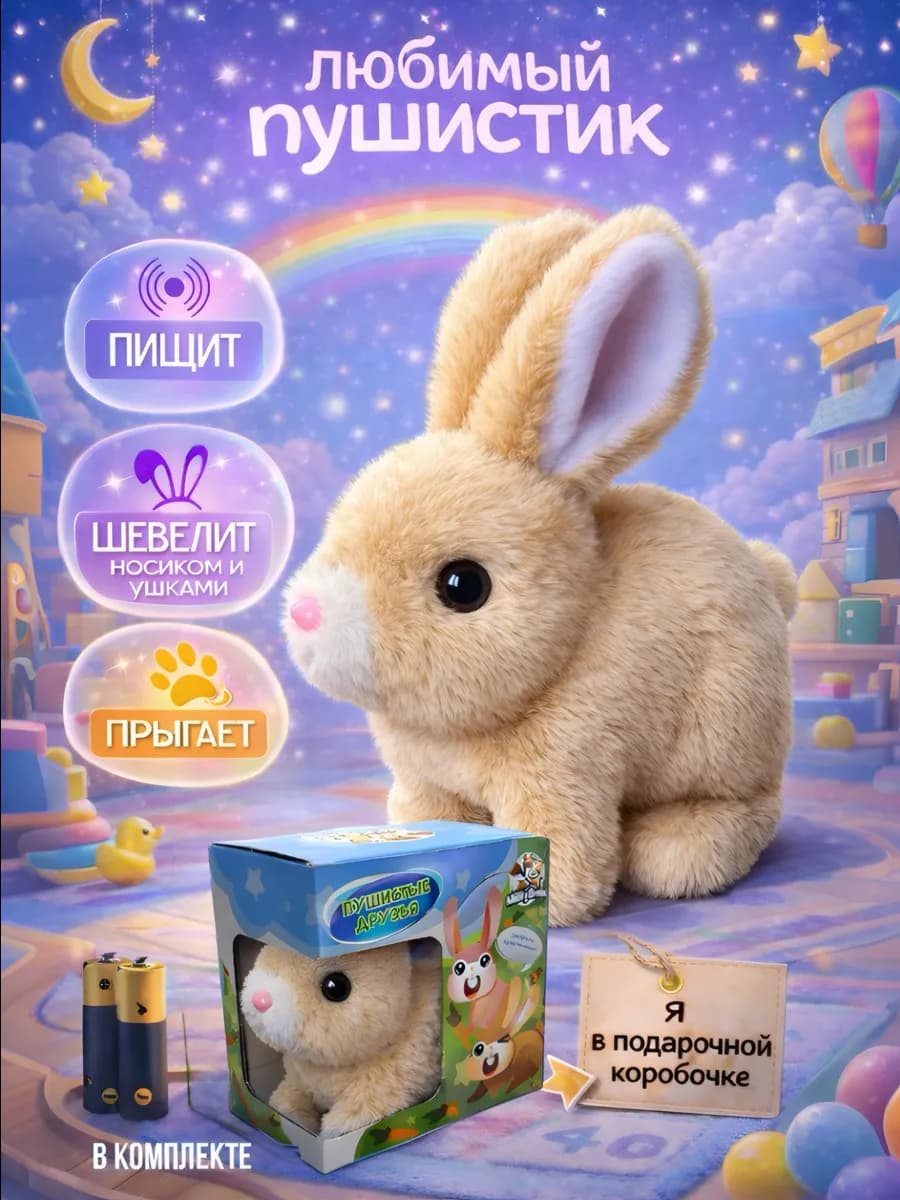 Интерактивный плюшевый зайчик игрушка для детей кролик