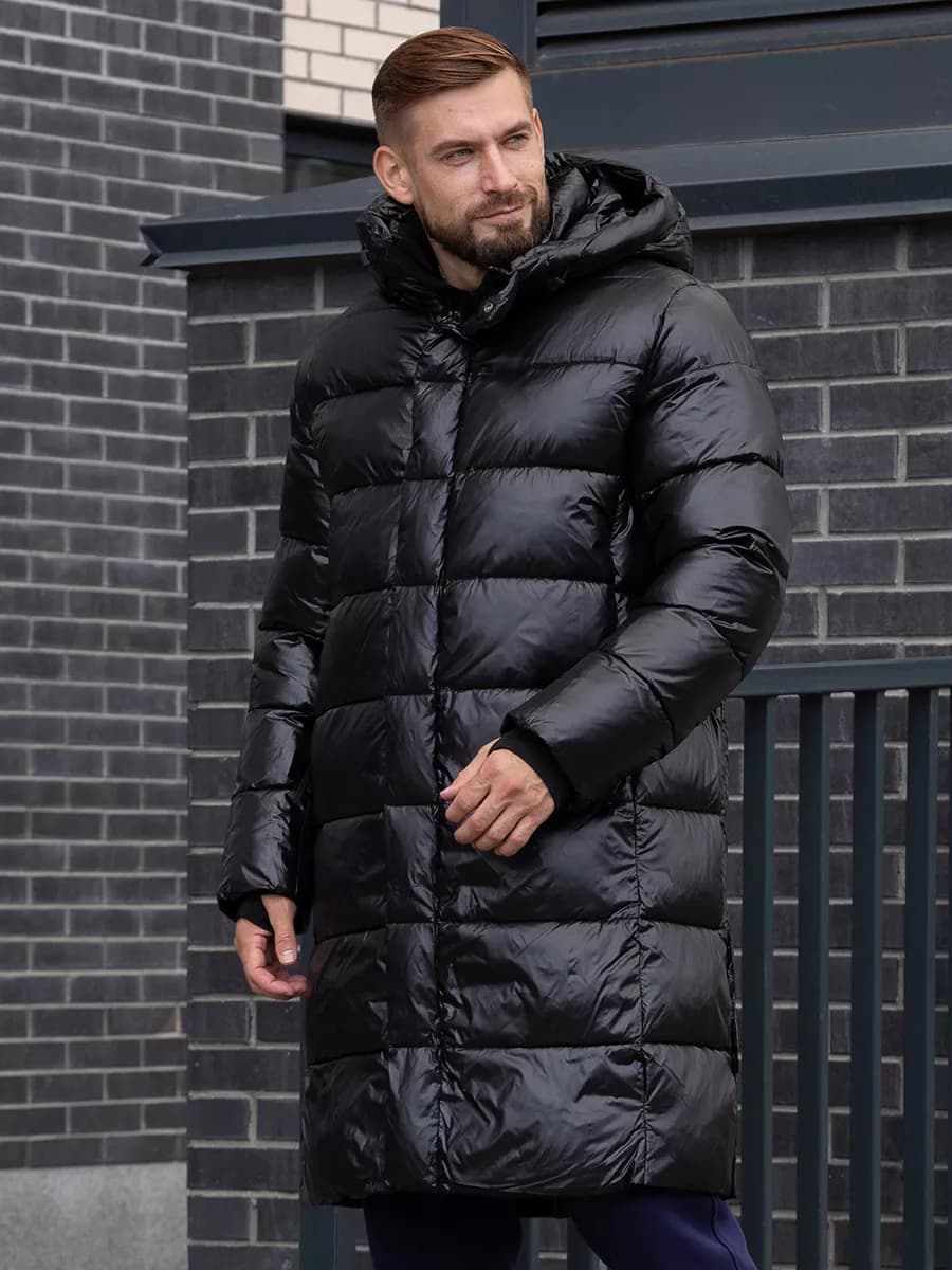 пуховик длинный с капюшоном