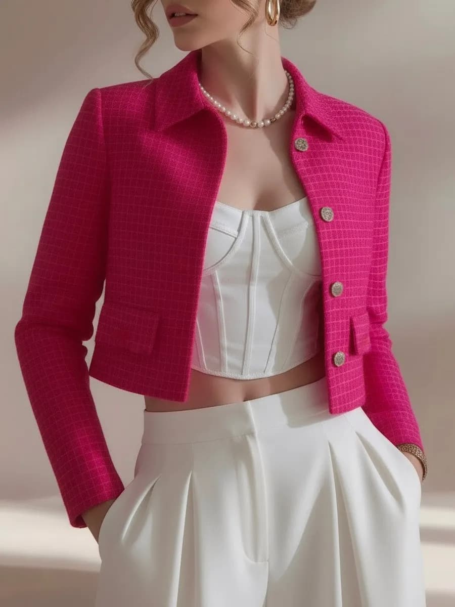 Жакет твидовый укороченный пиджак