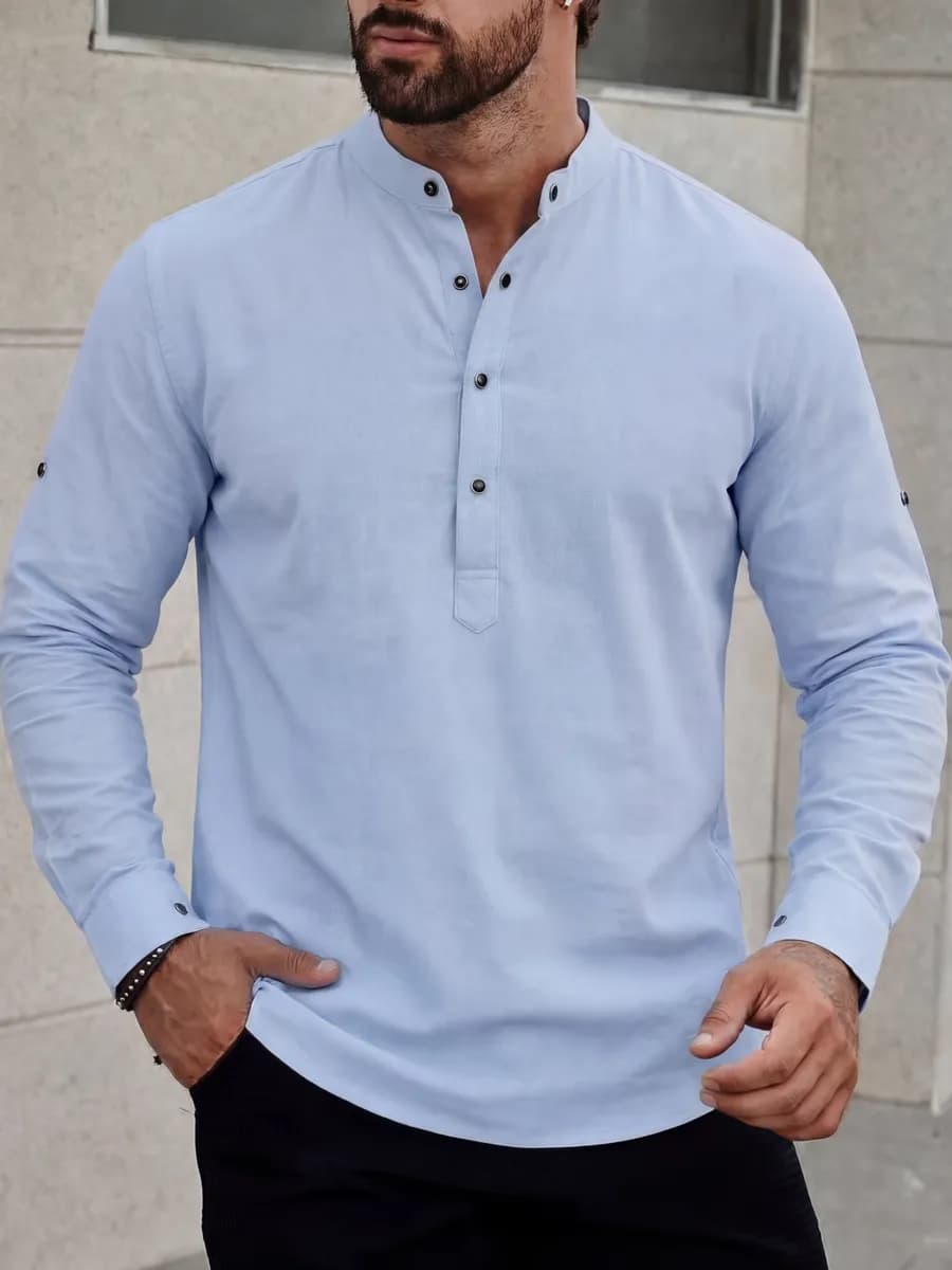 Рубашка на кнопках с длинным рукавом приталенная