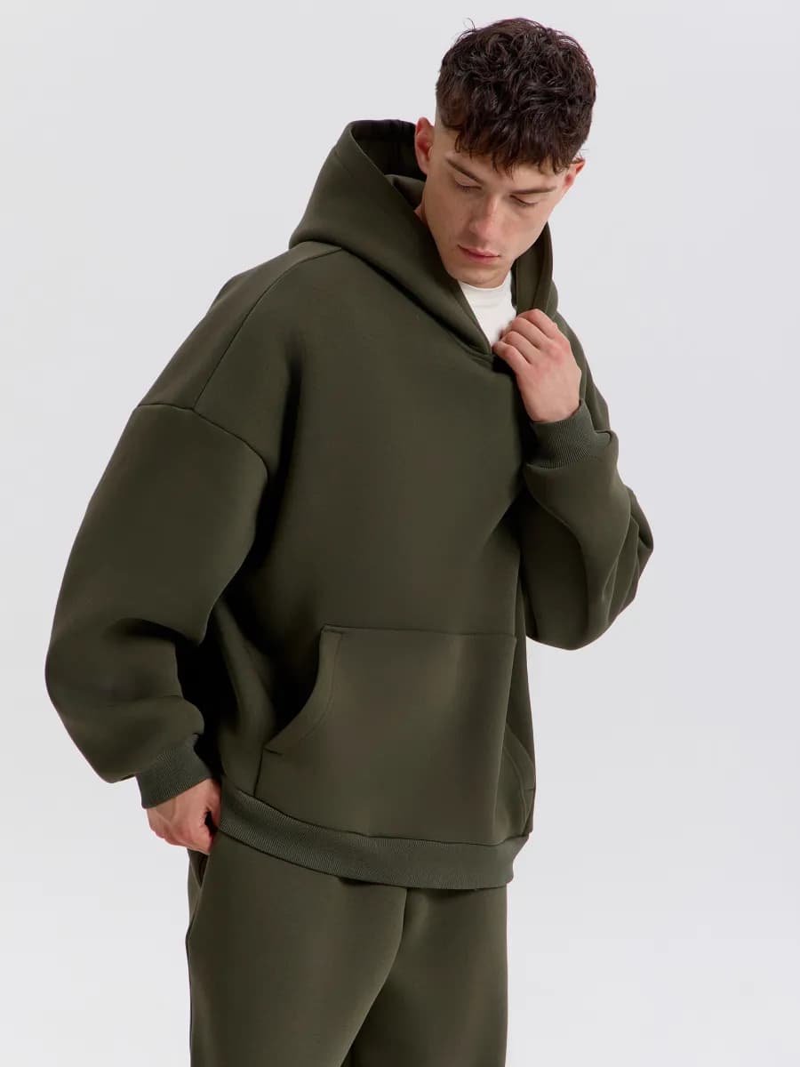 Худи оверсайз теплое с капюшоном и начесом