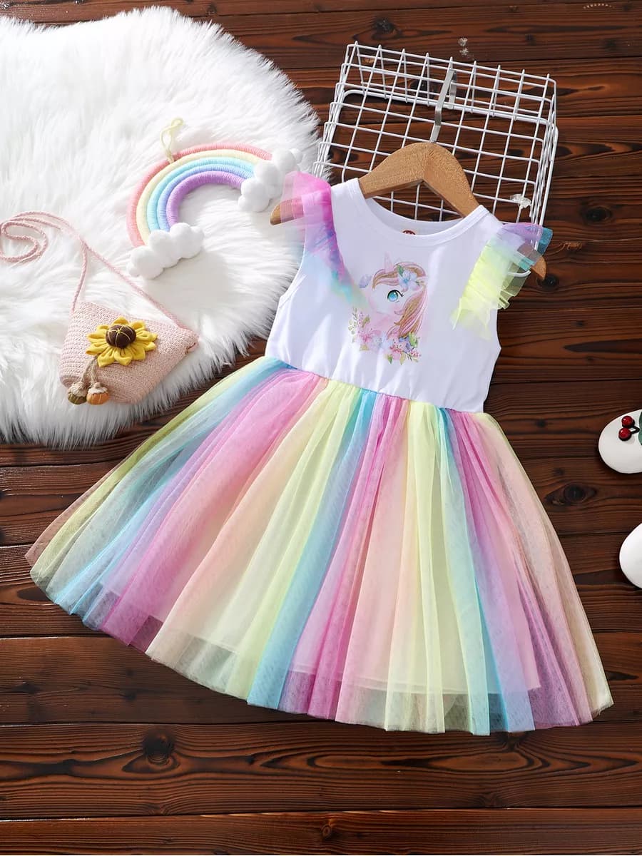 Платье нарядное праздничное с единорогом для садика