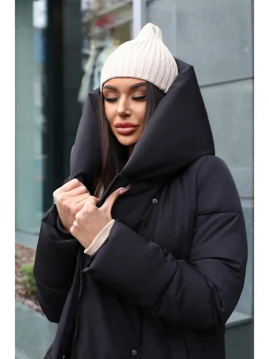 Пуховик зимний длинный с капюшоном