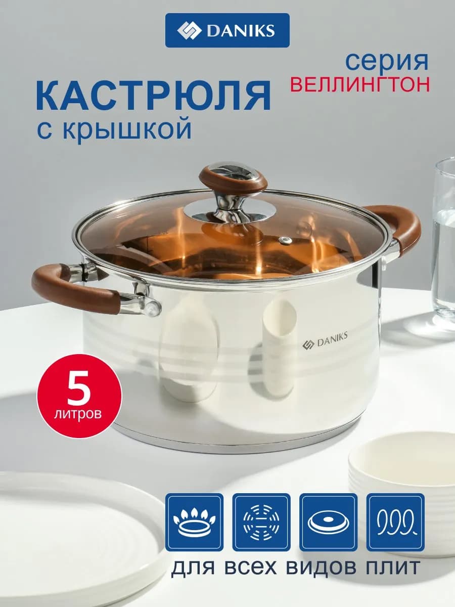 Кастрюля 5 л из нержавеющей стали с крышкой