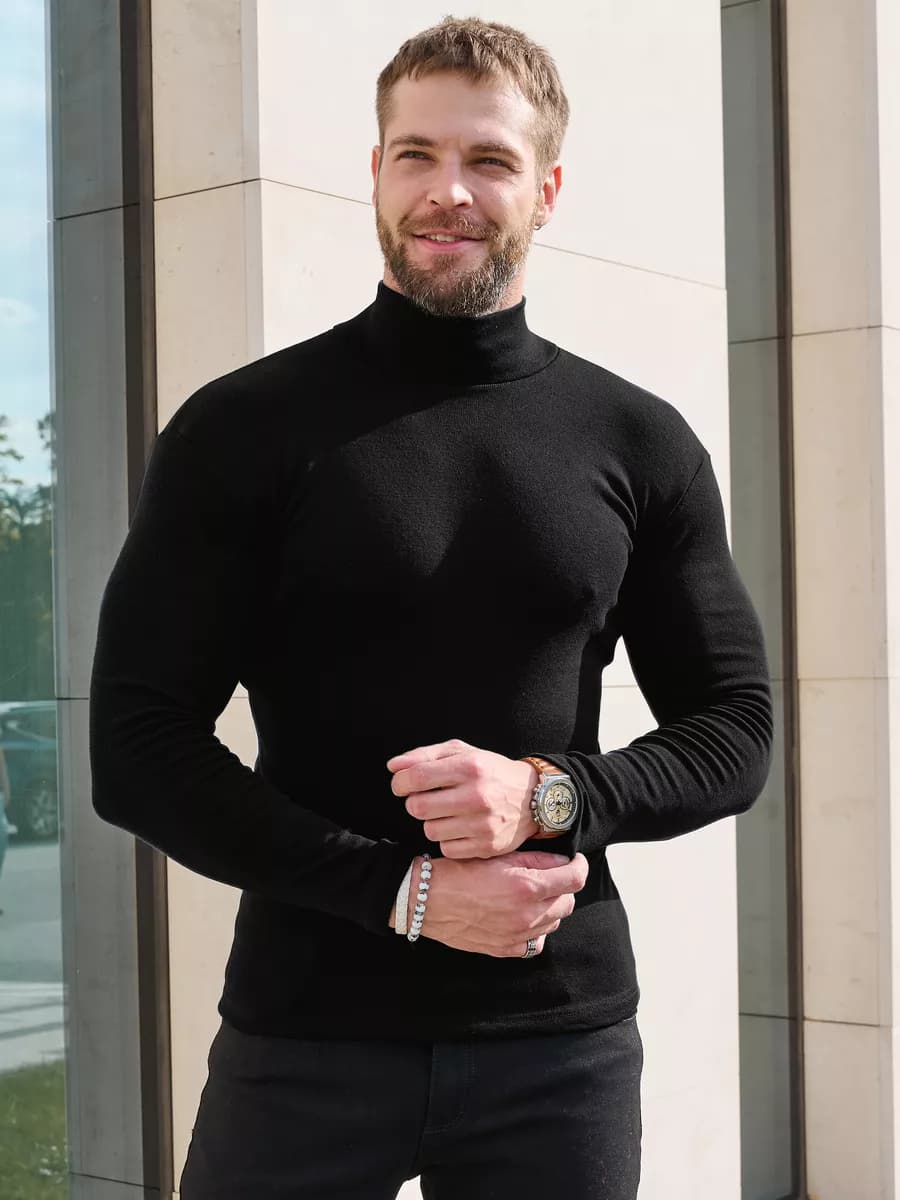 Водолазка с коротким горлом утепленная базовая хлопок