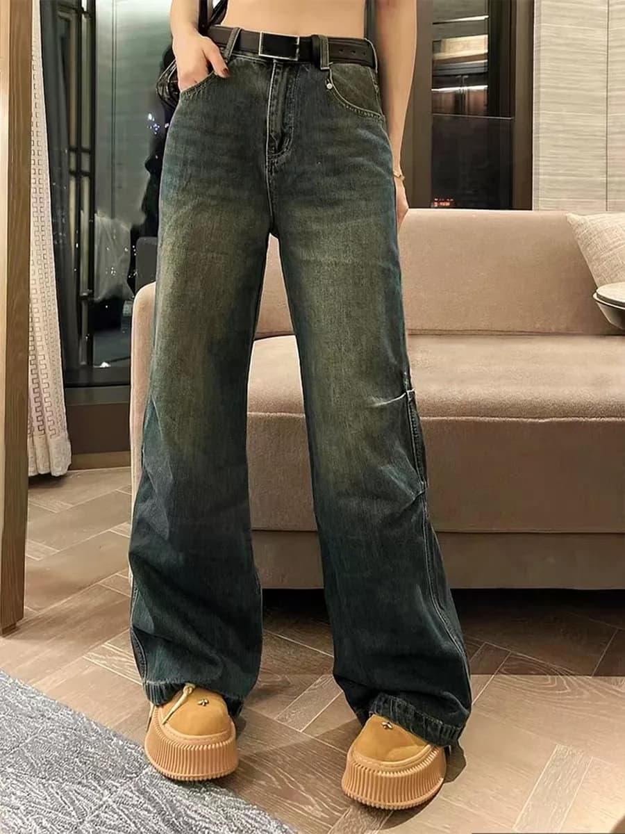 джинсы широкие с высокой посадкой винтажные прямые у2к