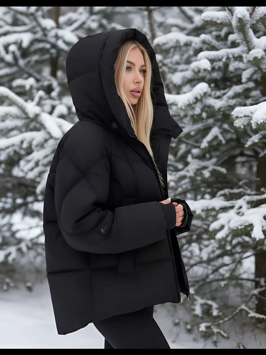 Куртка зимняя с капюшоном короткая оверсайз - фото 1