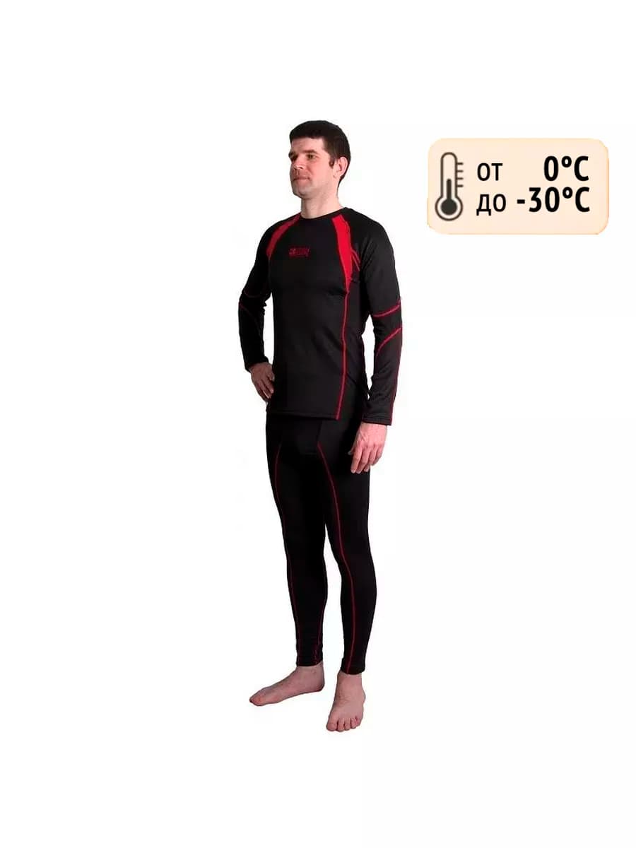 Термобелье мужское комплект спортивное черное Polar +