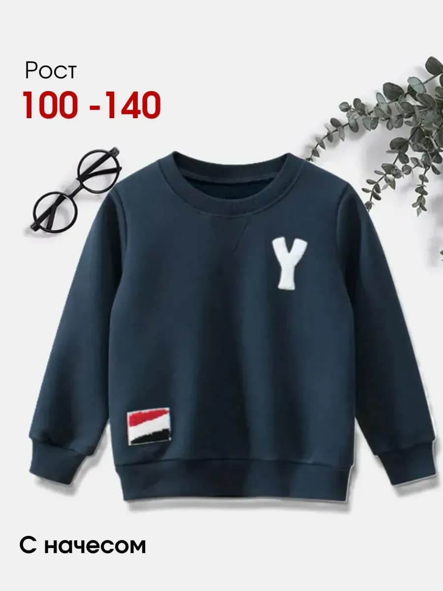 Детский утепленный свитшот с начесом, для школы и прогулок