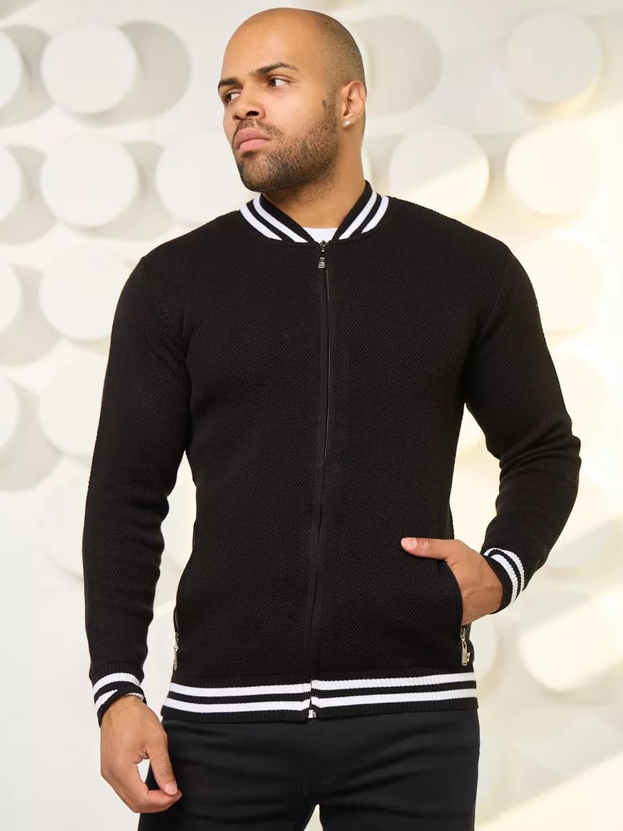 Кофта на молнии вязаная шерстяная