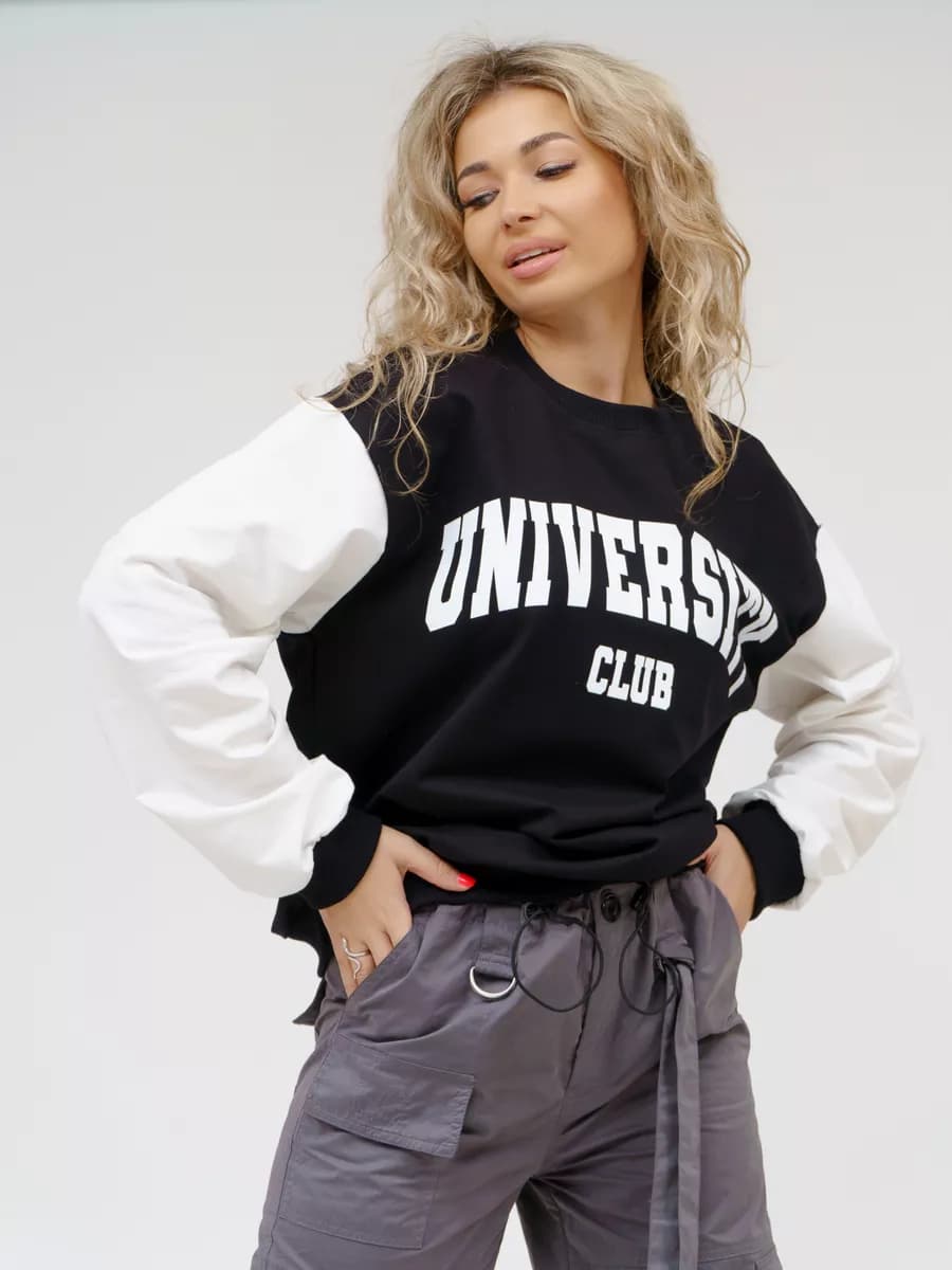 Свитшот оверсайз хлопковый трикотажный