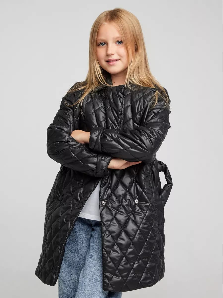 Куртка для девочки стеганая демисезонная черный