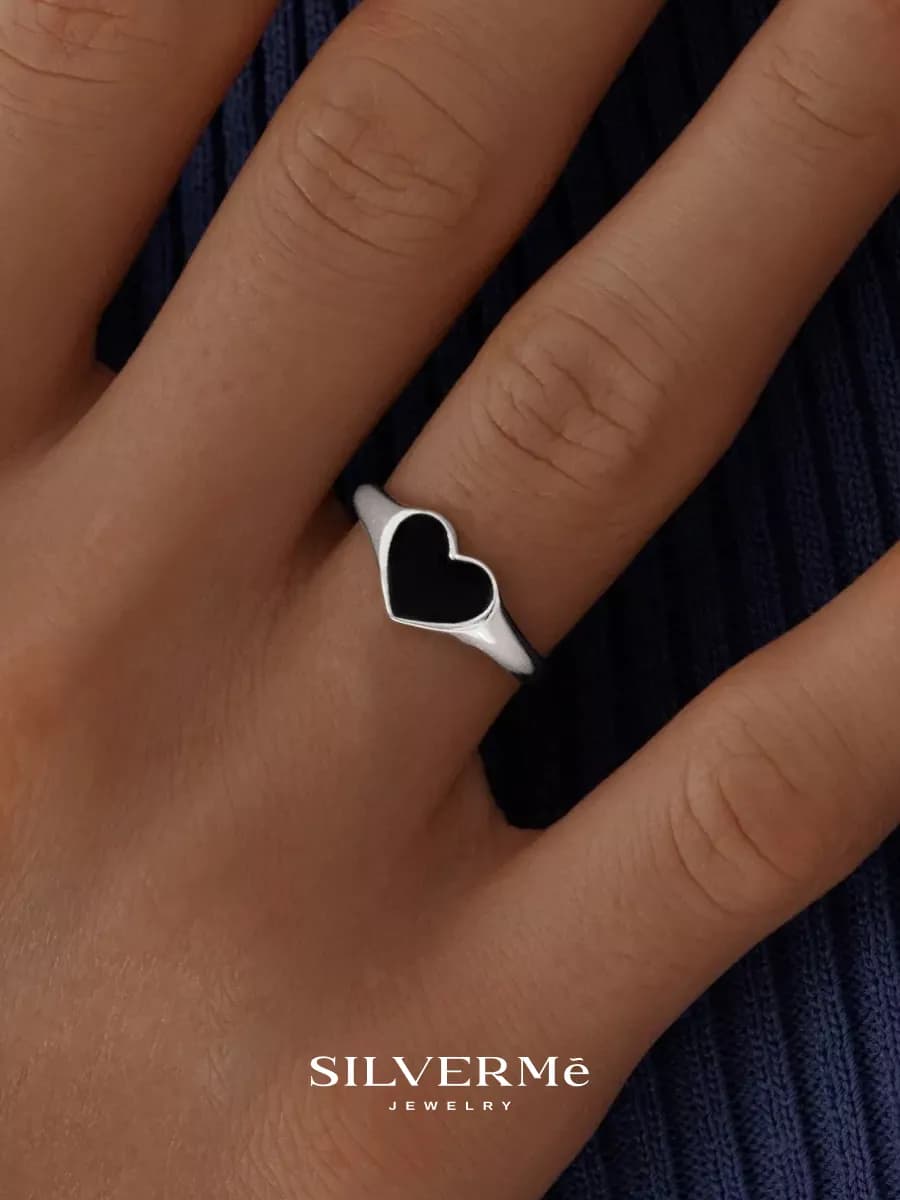 Кольцо серебро 925 сердечко