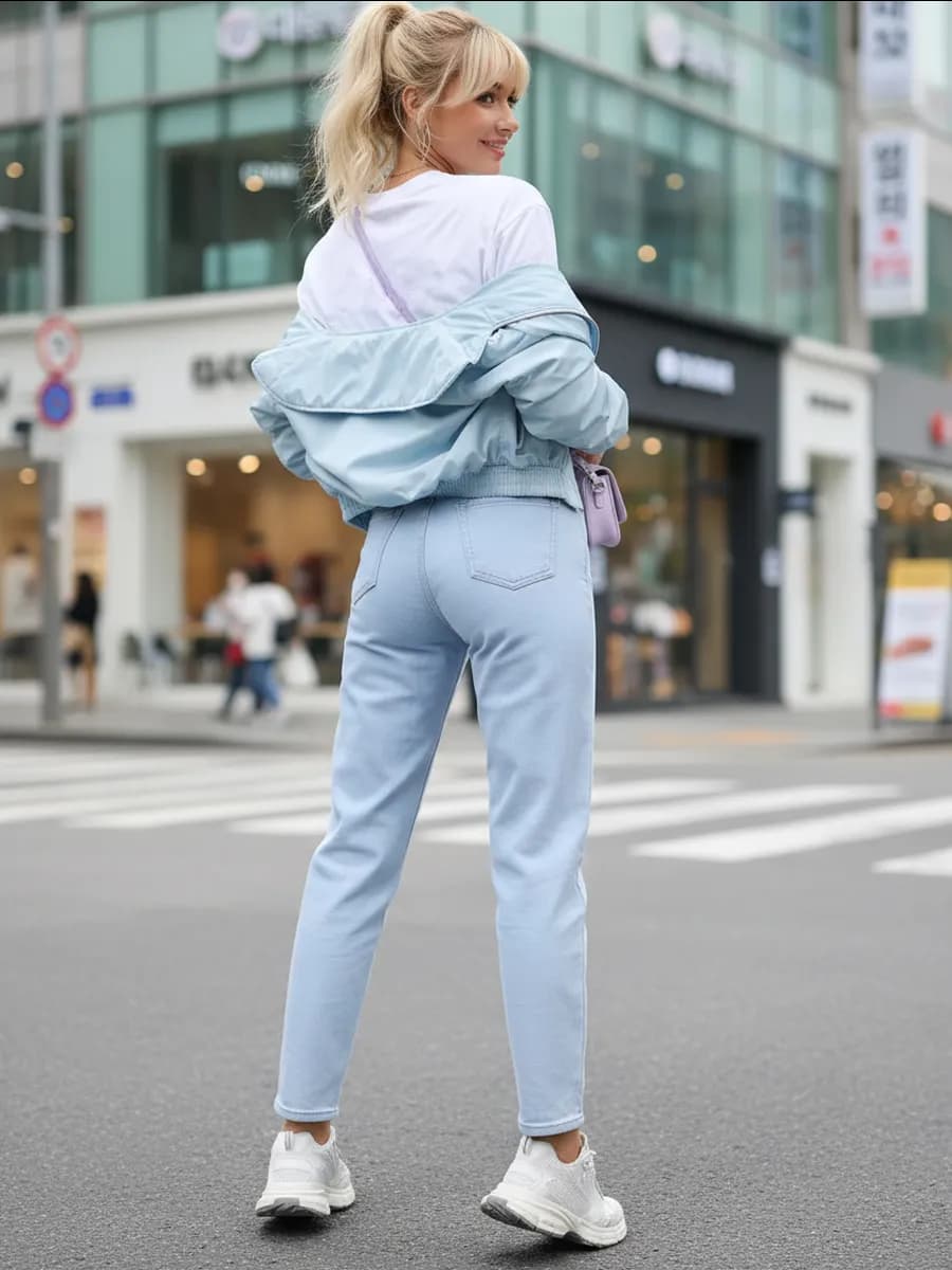 Джинсы бананы мом с высокой посадкой