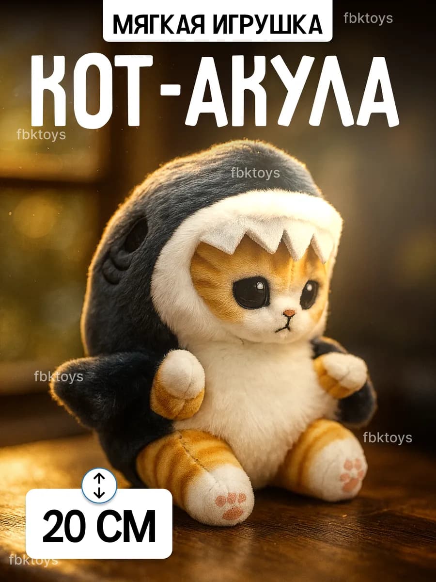 Мягкая игрушка кот акула